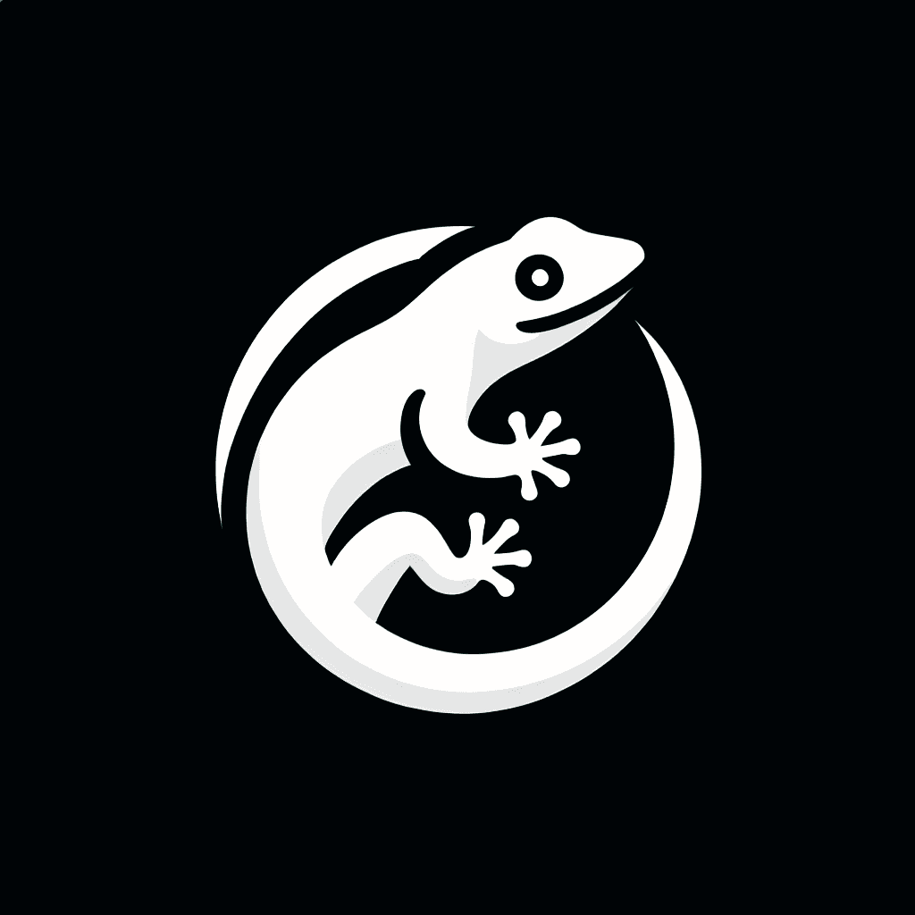 a white lizzard logo
