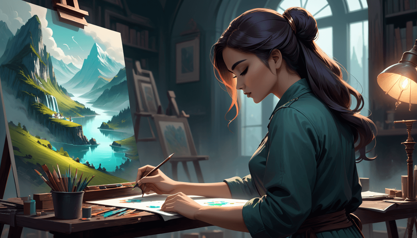 ai generated woman designing poster